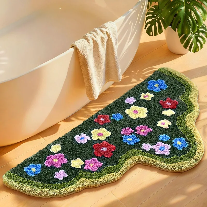 

Cute Green Moss Floral Bathroom Runner Rug Boho Shaggy Non-Slip Absorbent Bath Mat 24"×47" Decorative Shower Mat)