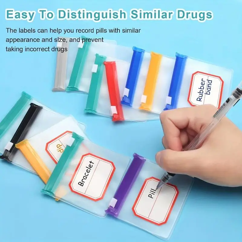 7pcs Pill Pouch Bags,Reusable Zippered Pill Pouch Set, Medicine Organizer 7 Colors Self Sealing, Translucent Medicine Bags Trave