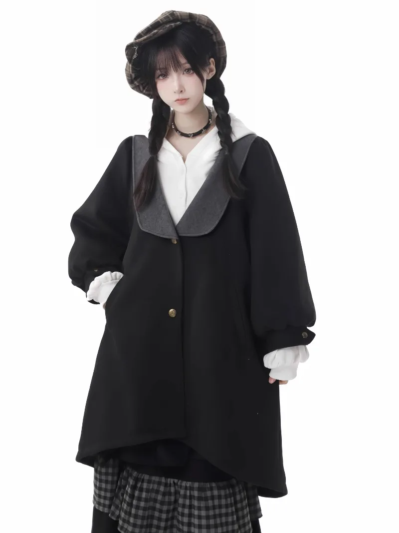 2024 Autumn Winter New Japanese College Style Unique Design Woolen Cloak Jacket Sweatshirts Multi-layer Skirt Set Outfits Female