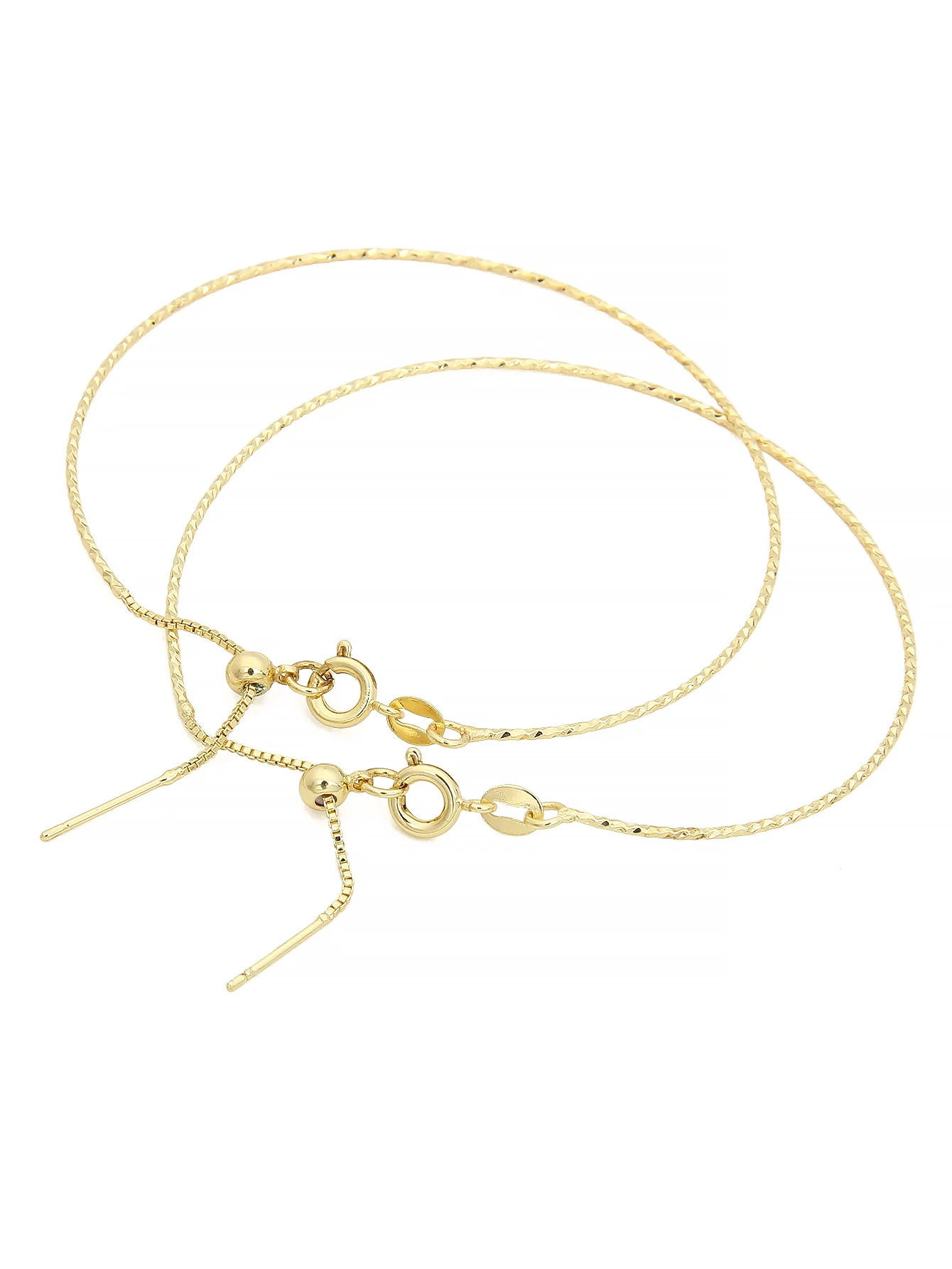 1Pc/Pack Brass Multifunctional Adjustable Bracelet 60mm Batch Wire 1mm Box Chain 1mm Needle Thickness 0.8mm 14K Gold Plated