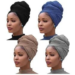 Solid Color Multicolor Combination Stretch Hijab Extra Long Scarf Jersey Turban Fashion Head Scarf Soft Head Wraps for Women