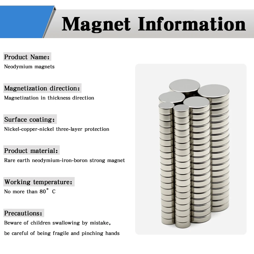 Hochfester runder N35 Neodym-Magnet NdFeB Permanentmagnete Leistungsstarke Kühlschrankmagnete Imanes 3x3 5x3 6x3 8x3 10x3mm – Detail 5