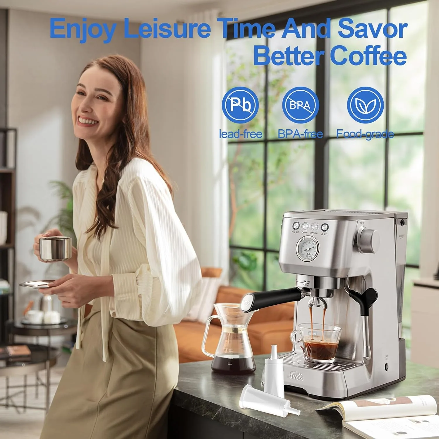 Filter Replacement for Sage Barista Express Pro Water Filter, for SES008/SES810/SES875/SES880/SES920/SES980/SES990/BES008