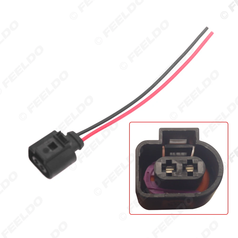 Automotive 2-pin Female Electrical Connector Jack With Pre-wired Pigtail Harness For VW/Audi/Skoda/Seat Vehicles