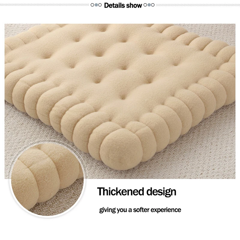 1 PCS Plush Pillow Chair Seat Pad Milk Biscuit Shape Soft Creative Cushion for Living Room Sofa Tatami Floor Home Decoration