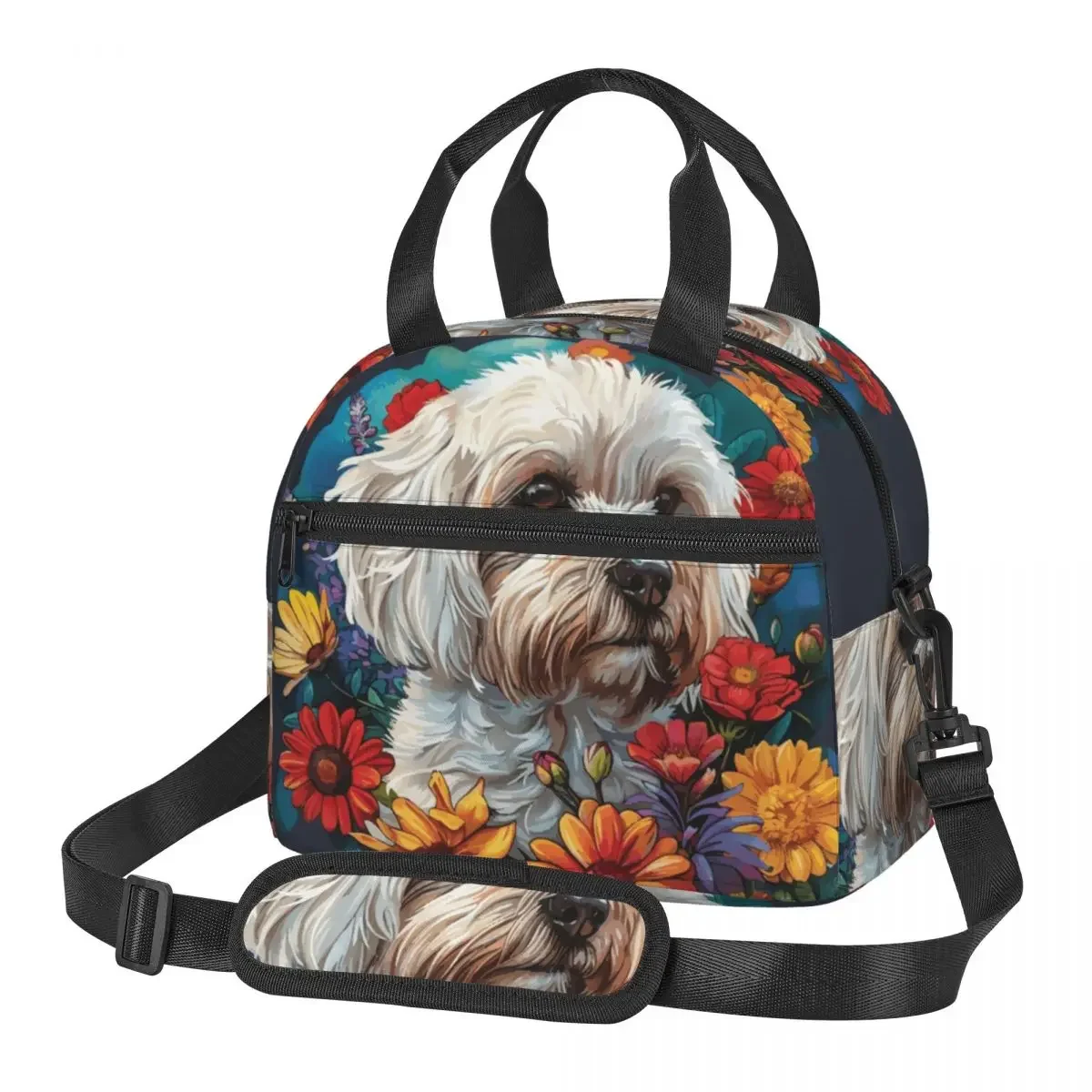 

Сумки для обеда с мальтийской собакой, изолированная коробка для бенто, многоразовая сумка для обеда, сумки для пикника, сумка-холодильник для женской работы