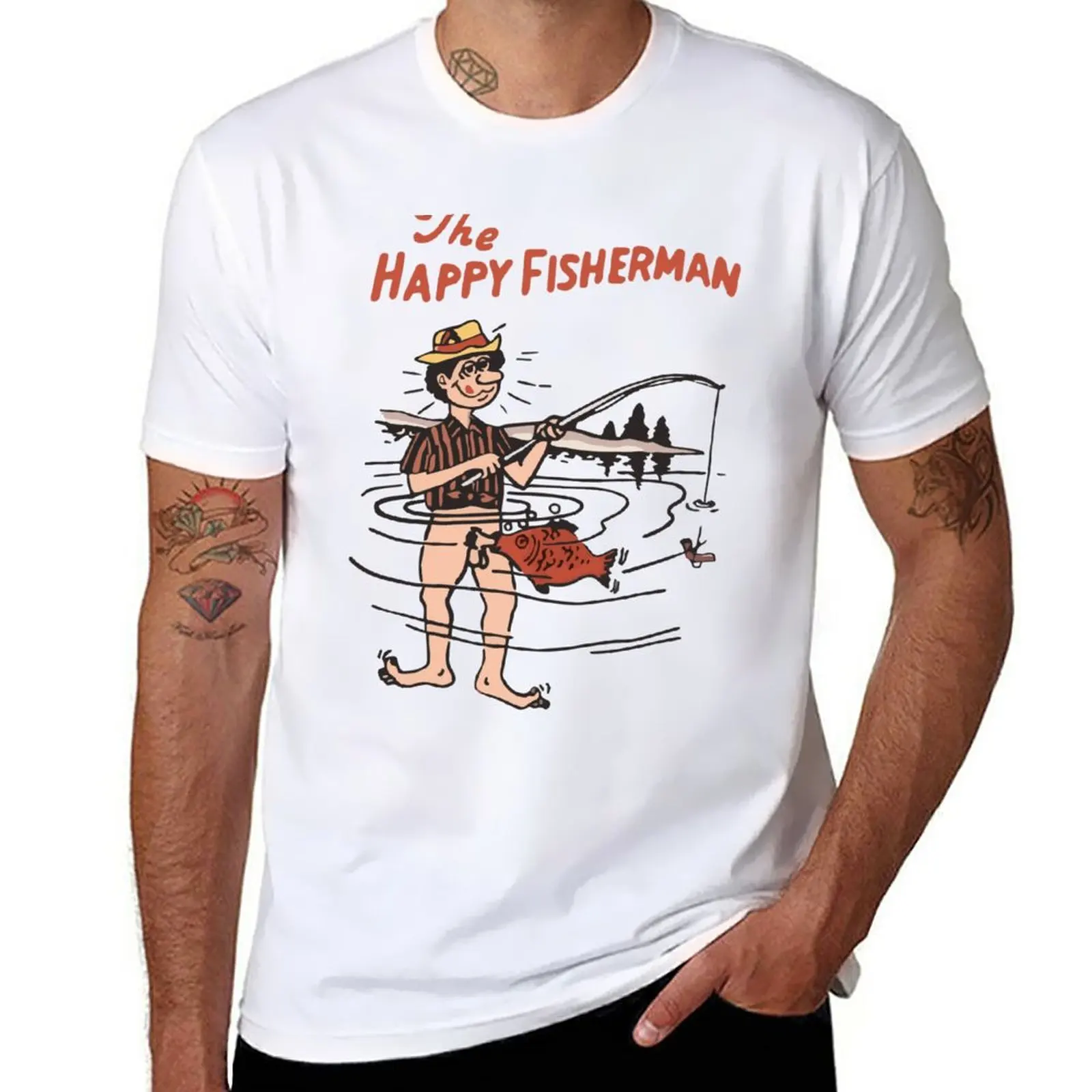 

New The Happy Fisherman T-Shirt funny t shirts customized t shirts graphic t shirt workout shirts for men