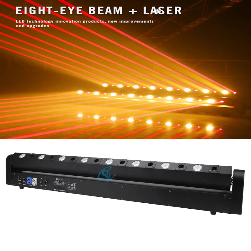 Party Lights 8 Eyes 120W LED Amber Beam Red Laser Moving Head Stage Light By DMX Control For Disco Bar Show