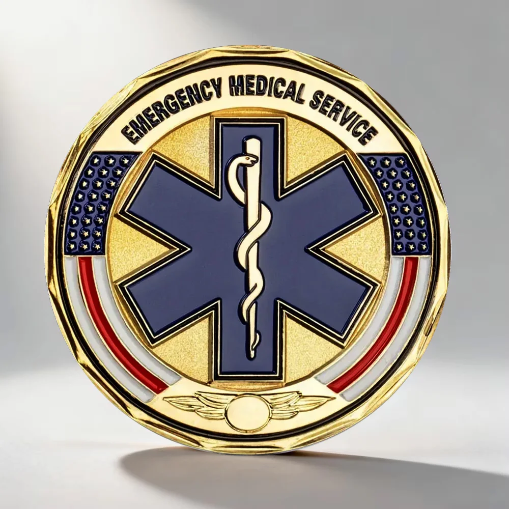 Emergency Medical Services EMS Souvenir Coin First Response Gold Silver Plated Commemorative Coins Home Decoration