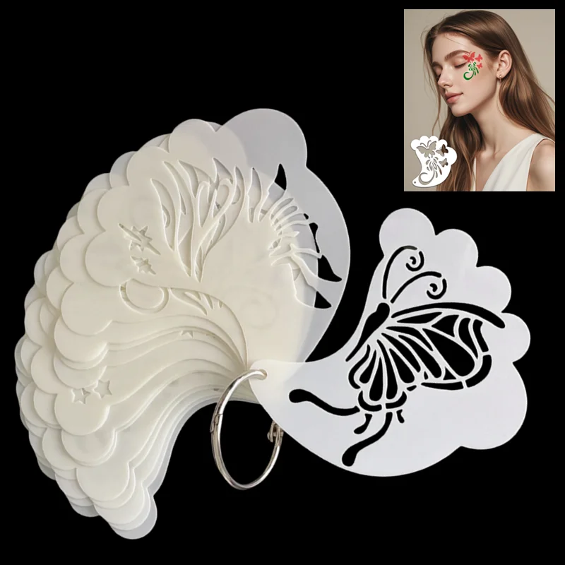 16 Pcs Face Painting Templates Stencils Reusable, Children Art Paint Templates, DIY Drawing Stencils, Adult Party Makeup Tool