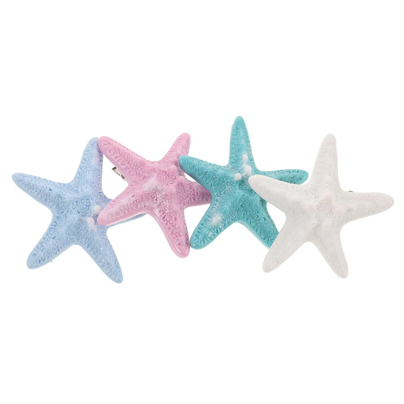 

4pcs Clips Ocean Series Resin Comfortable Durable Girls Hair Pins Beach Wedding Travel Accessories