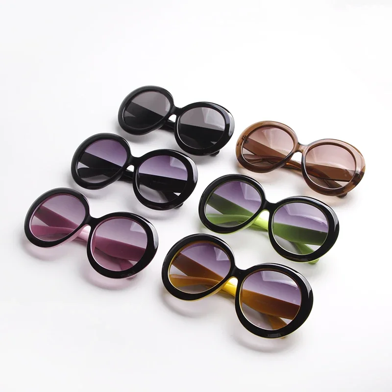Trendy Round Oversized Sunglasses Women Decor Tortoise Shell Frame Sun Glasses Brown Lens Men Big Shades Eyewear Gafas De Sol UV