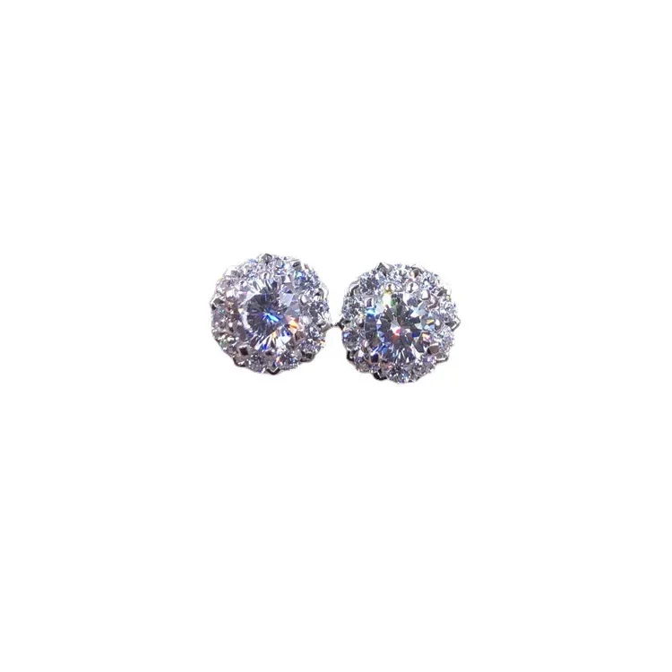 Anting-anting kancing berlian 0.4 karat platina PT950 AU585 emas putih polos anting-anting sederhana Moissanite