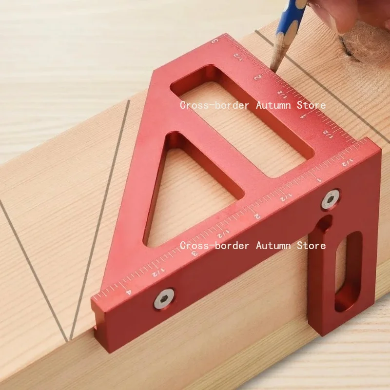 45°90° Aluminum Multi-Angle Measuring Ruler Square Protractor for Woodworking Miter Triangle-Ruler Utility Tracing Meter Tool