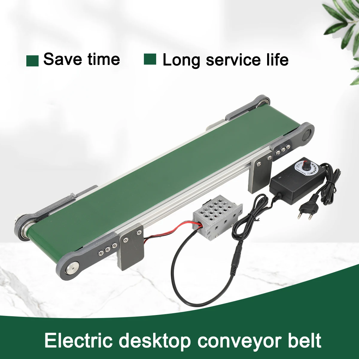 Image of Desktop-Förderband 10x50CM mit Einstellbarer Geschwindigkeit, Elektromotor, AC 100-240V, Rückwärtslauf mit Controller, Mini-Förderband