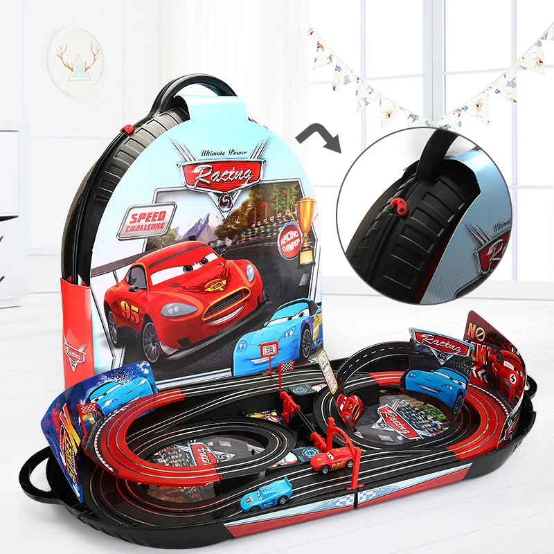 2024 Alloy Cartoon Disney Pixar Cars Lightning Mcqueen Two Person Racing Game Toys Rail Car Birthday Christmas Gift For Boys