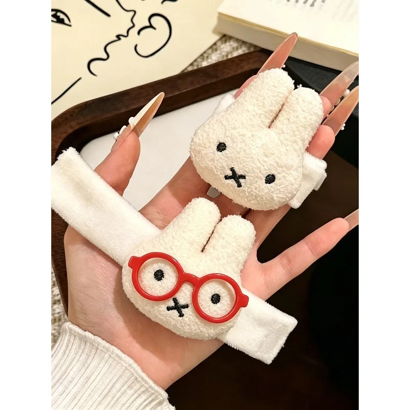 Cute Glasses Miffy Little Rabbit Doll Backpack Cartoon Pendant Shoulder Strap Velcro Gift for Friends Y2k Fashion Toys Anime