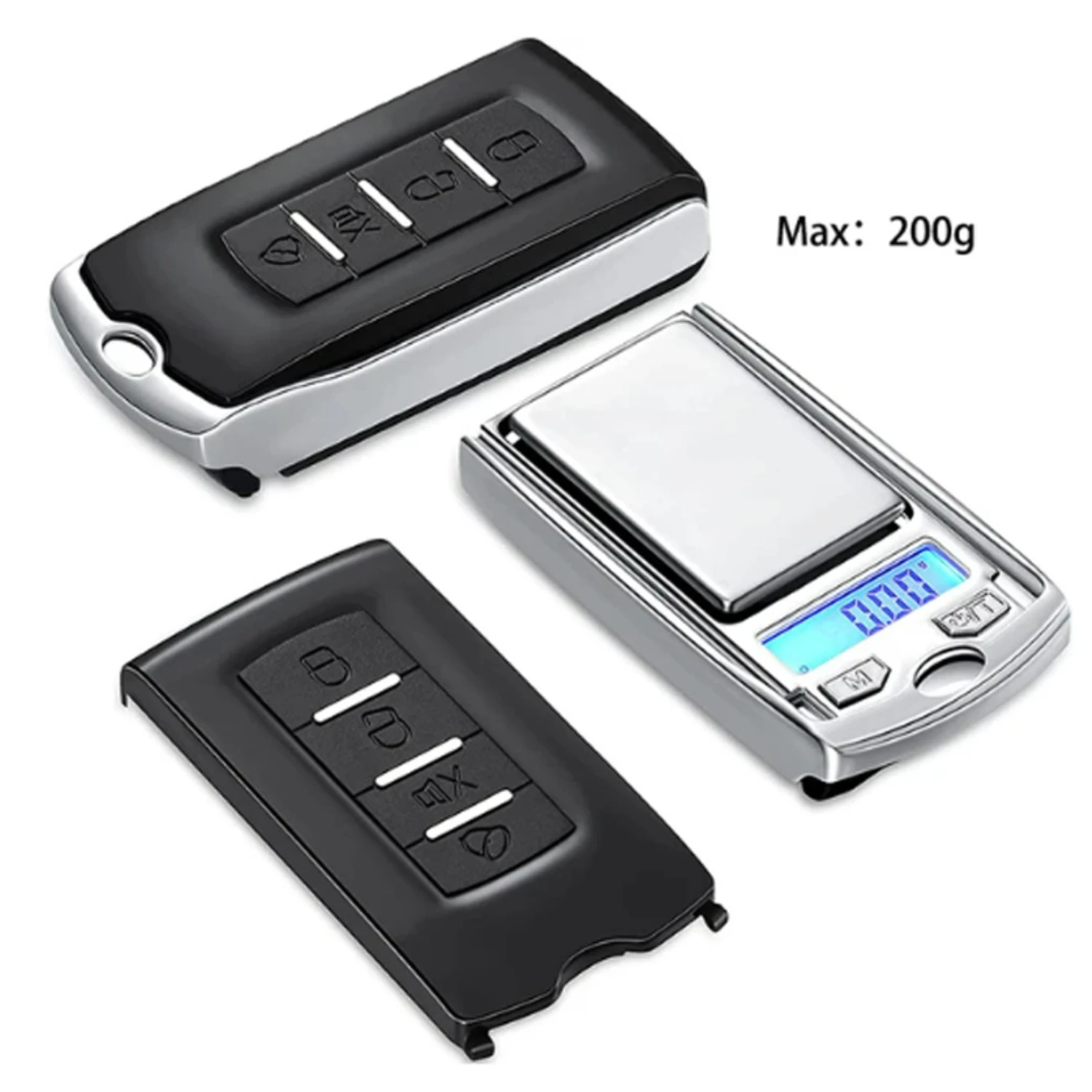 

1PCS 200g/100g 0.01g Precision Portable Car Key Shape Mini Digital Pocket Electronic Gram Scale with LCD Display and Batteries