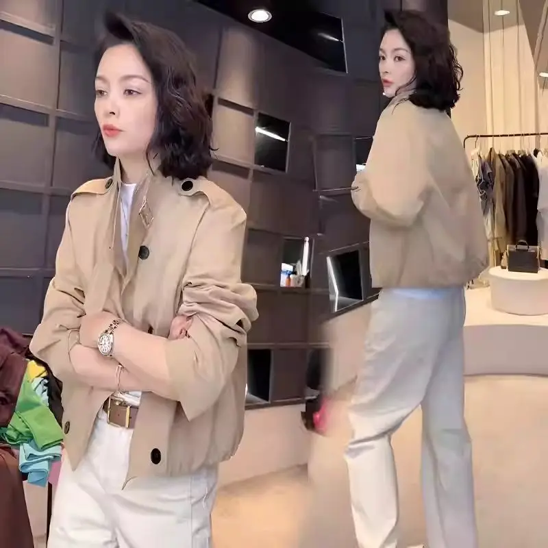 

Women'S Leather Trench Coat Shoulder Windbreaker Fall Commuting Daily Notched Sleeve Office Outerwears Coats Clothing Lace Up