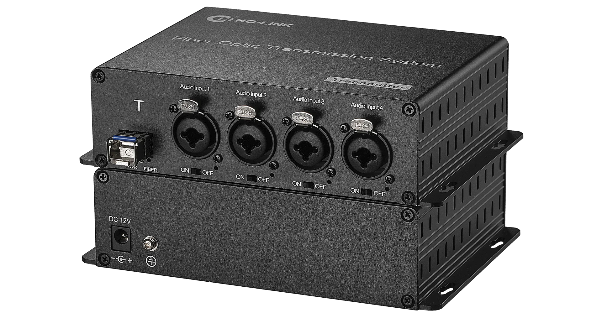 phantom power 4 Channel Balanced XLR Audio to Fiber Converter