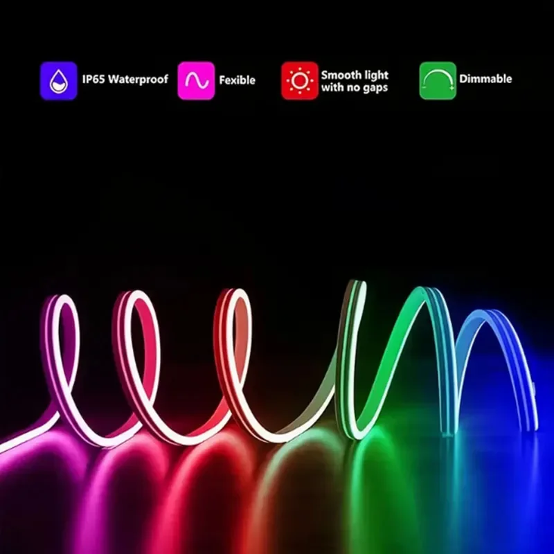 البوب RGB النيون LED قطاع بلوتوث APP وجهاز التحكم عن بعد مزامنة الموسيقى مرنة مقاوم للماء ضوء النيون الشريط للإضاءة الخلفية للتلفاز لتقوم بها بنفسك غرفة D #3