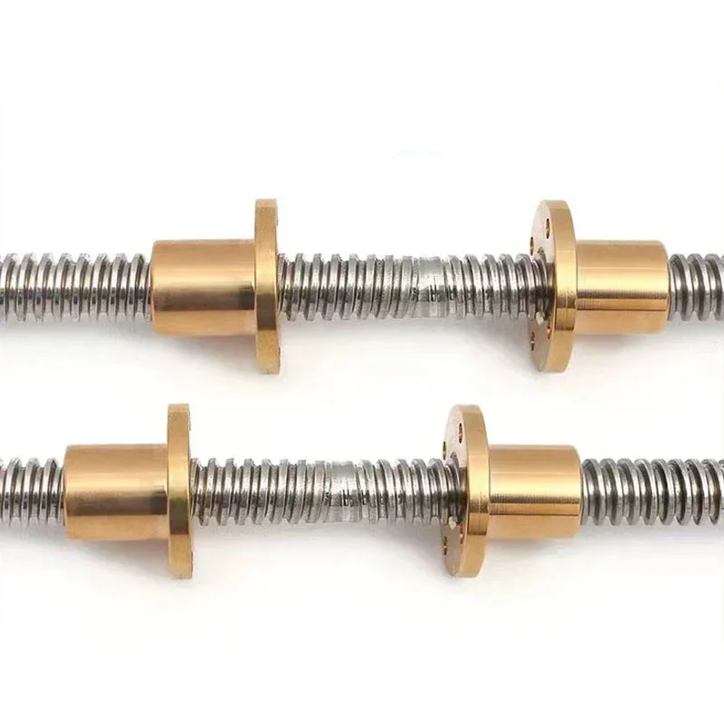 1PC 304 stainless steel T16 Lead Screw right-left length100-1000mm Lead 3/4mm with Nuts Brass H Flange Nut for 3D Printer part