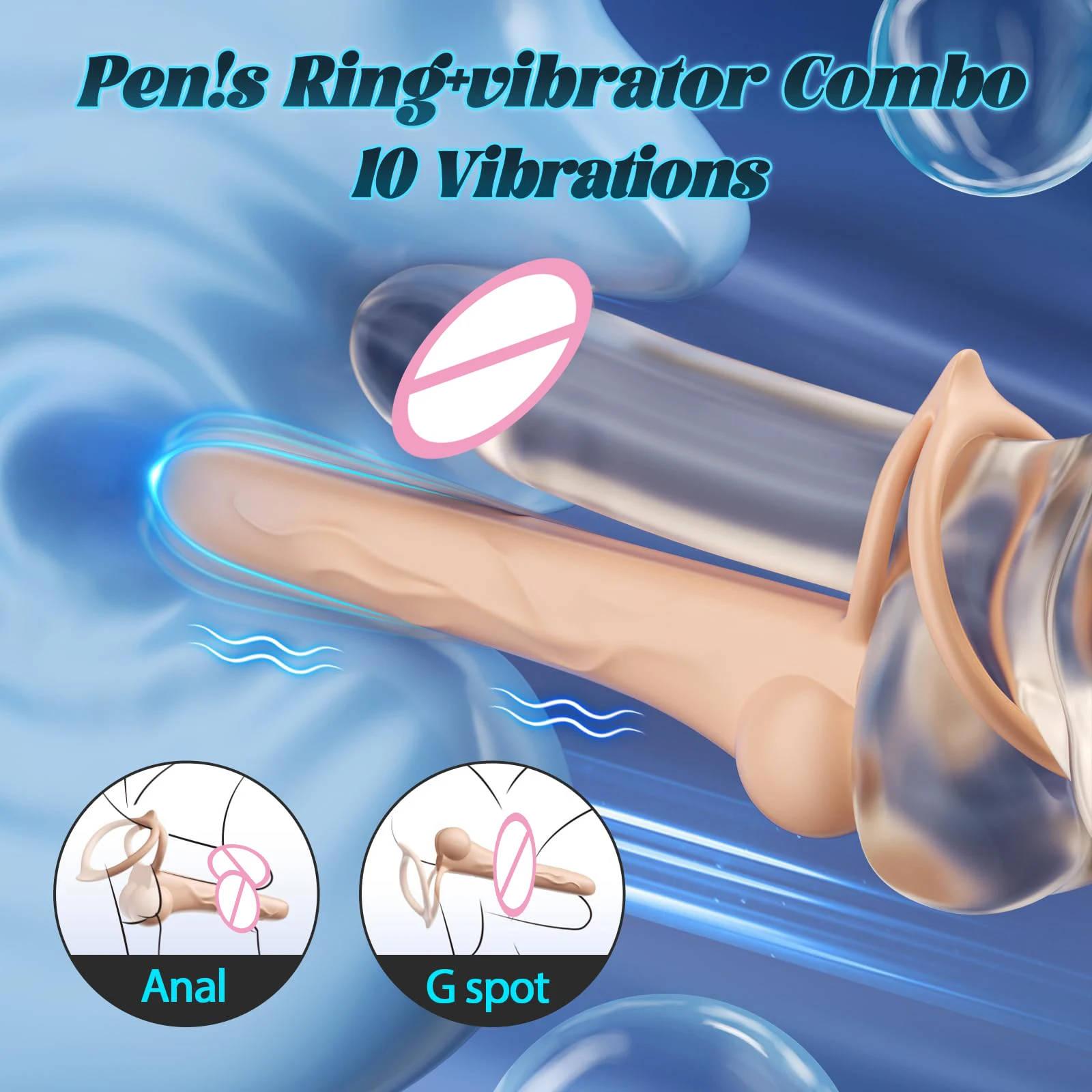 HESEKS Anal Plug Strap Dildo Vibrating Cock Ring Butt Plug Penis Sleeve Vibrator Anal Toys Kinky Male Adult Sex Toys for Couples