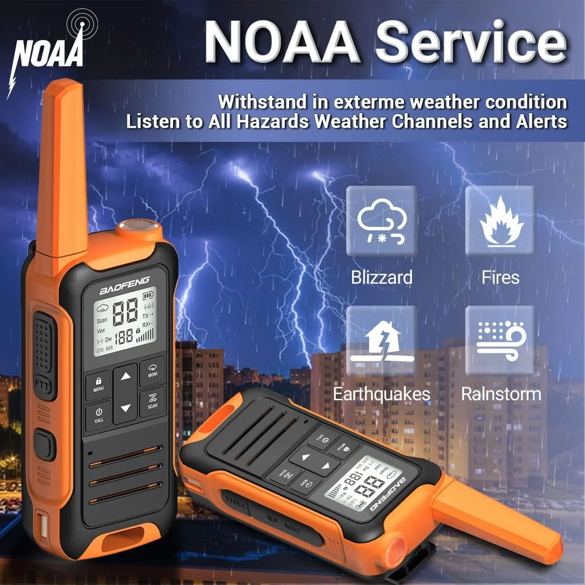 トランシーバータイプC充電器,noaa,長距離,ポータブル,ハンドヘルド,双方向,子供用アマチュア無線,キャンプ用,4個,BAOFENG-F22