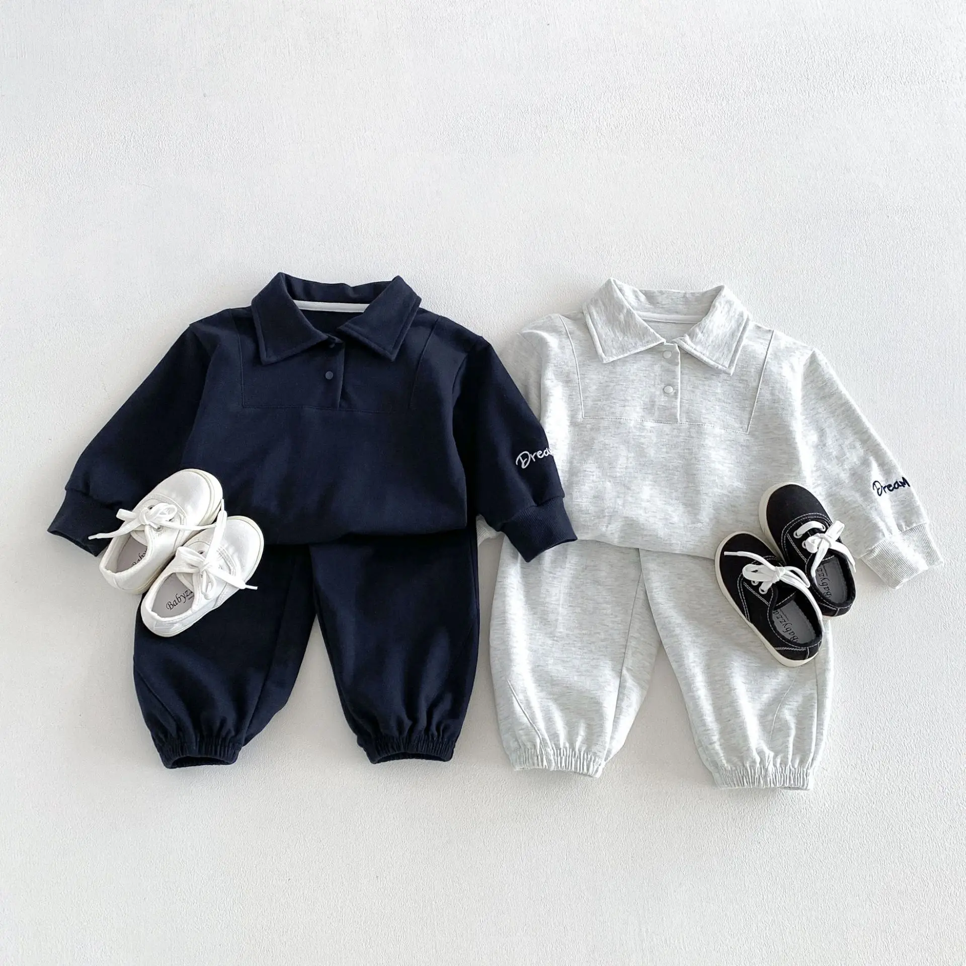 2026 Autumn New Children Long Sleeve Casual Clothes Set Boys Girls Letter Sportwear Tops + Pants 2pcs Suit Toddler Outfits