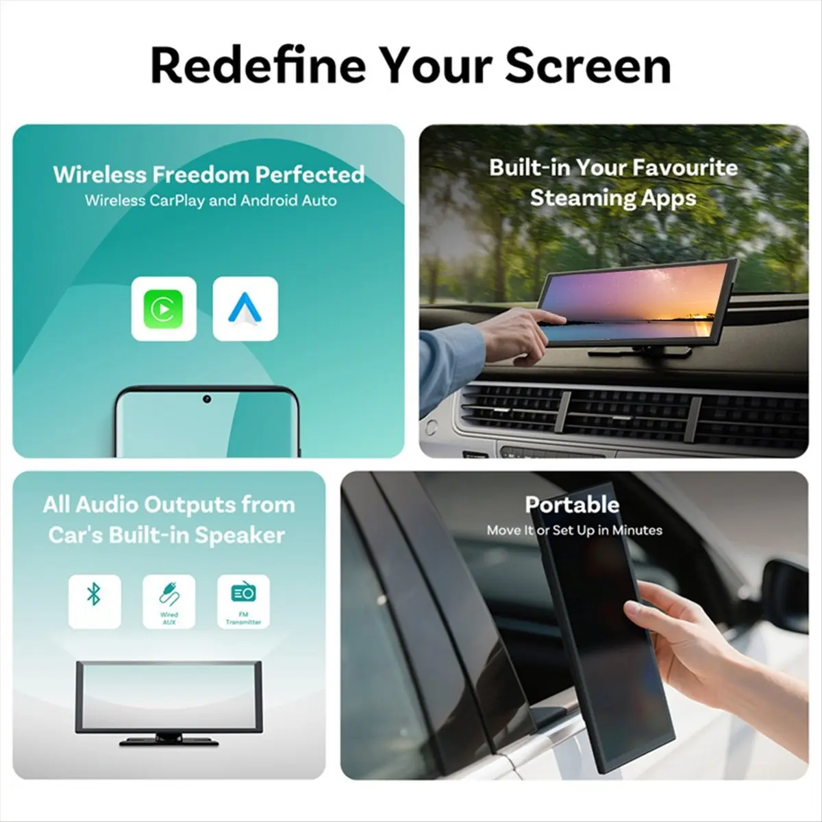 《Factory Direct》11.4 Inch TouchScreen Multimedia Video Player WIFI Split Screen Wireless Carplay for Android Auto Dashboard Ster
