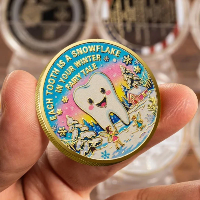 Each Tooth Is A Snowflake in Your Winner Souvenir Coin Fairy Tale Tooth Fairy Gold Plated Collection Coin