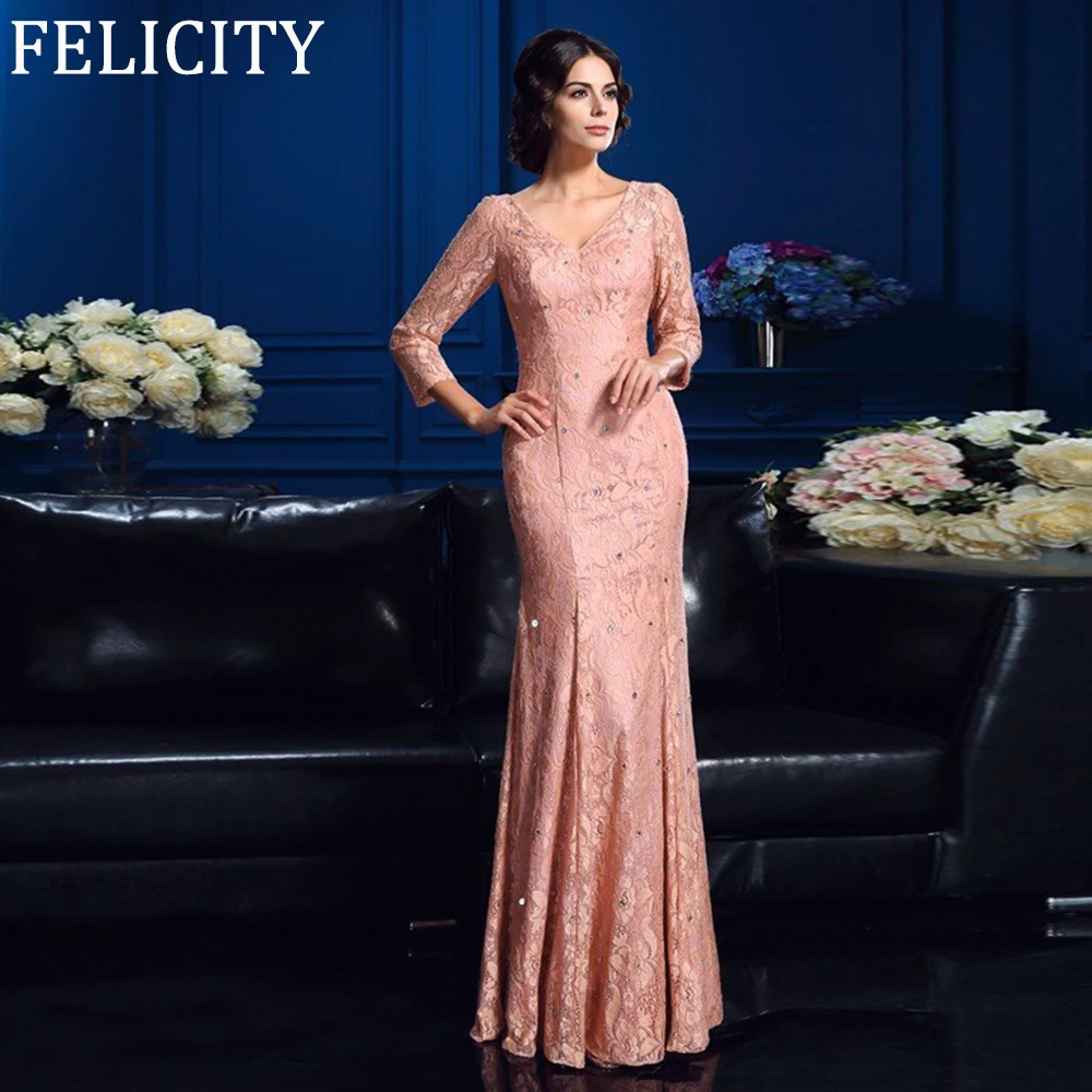 

Gorgeous Mother of the Bride Dresses 2024 Sheath V-neck Wedding Guest Dresses Lace Beading Floor-Length Long Party Evening Gowns