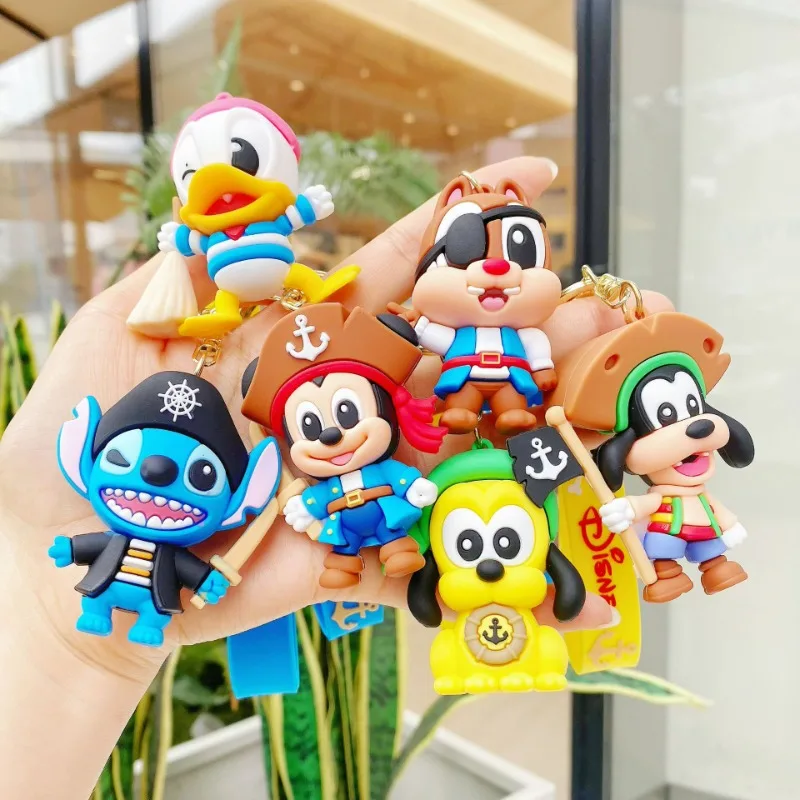 

Creative Pirate Collection Cute Minnie Mouse Keychain Disguise Stitch Pendant Donald Duck Charm Couple Keychain