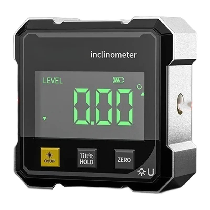 YWDZ-Inclinometer Dual-Laser Tilt Meter 4-Sided Magnetic With Laser Alignment Compact