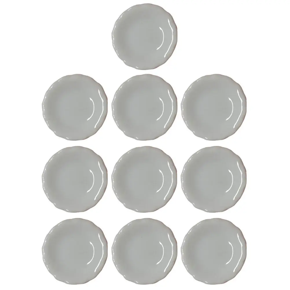 

Набор из 10 миниатюрных керамических круглых тарелок: декоративные украшения, реквизит для миниатюрной кухни, аксессуары, детские игрушки