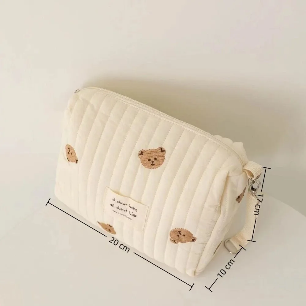 Ins Zipper Cotton Diaper Bag Embroidery Cute Print Stroller Hanging Bag Mommy Bag Newborn