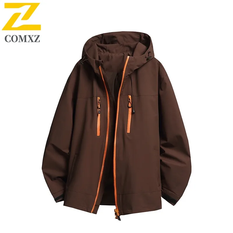 

COMXZ с капюшоном Chaqueta, легкая водонепроницаемая ветрозащитная верхняя одежда для бега нахлыстом, рыбалки и охоты, свободная мужская одежда, куртки
