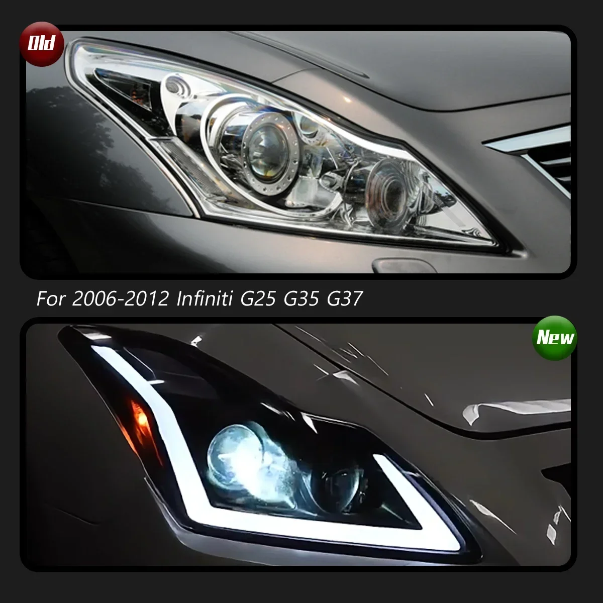 Car For Infiniti G25 G35 G37 Headlight 2006-2012 Upgrade Modified to New DRL Dynamic Turn Signal LED Headlight Auto Accessories