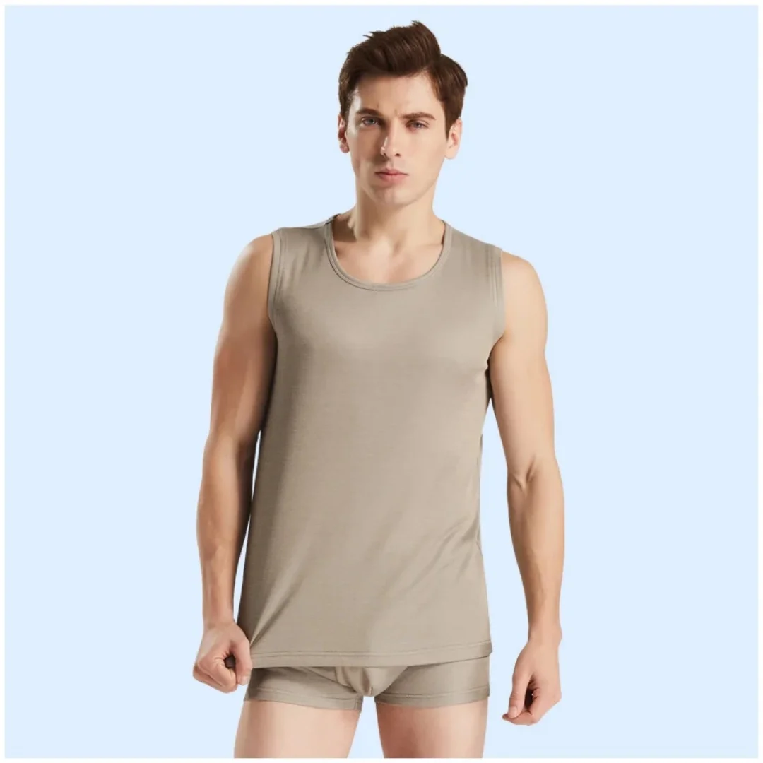 

Silver Fiber Sleeveless Anti-Radiation Shirt Military Stretchy Top Vest with Faraday Fabric EMF Blocking Antibacterial Underwear