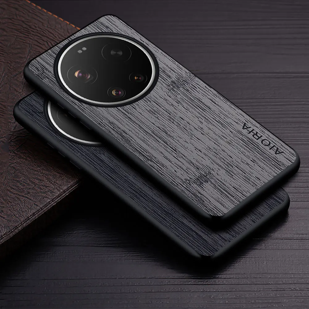 Hülle für Xiaomi 17 Ultra Pro Max 14 Pro Funda Bambus-Holzmuster Leder-Handyhülle Luxus-Coque für Xiaomi 17 Pro Max Case
