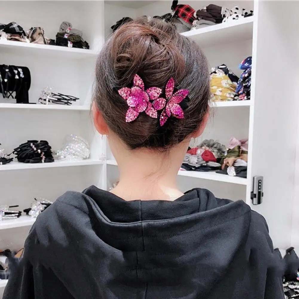 Hair Clip Shiny Rhinestone Headgear Clip Exquisite Hairpin Anti-deformed Anti-slip Hair Pin Accessory Women Hair Barrette