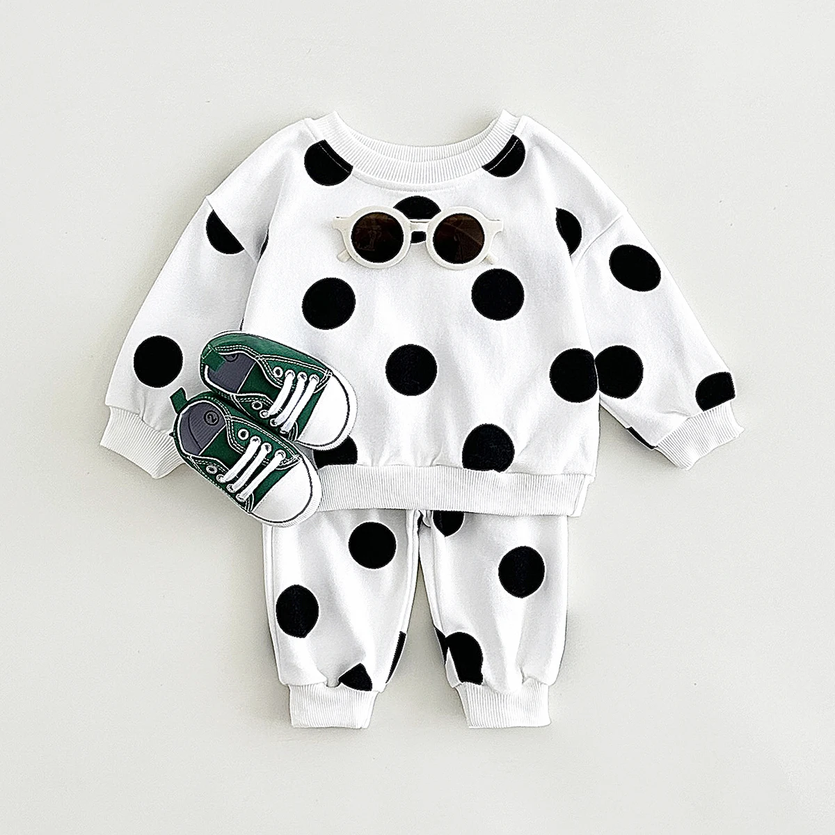 Newborn Baby 2Pcs Autumn Infant Clothes Suit 0-3Y Wave Point Sweatshirt Top+Trousers Spring Boys Girls Children Clothing