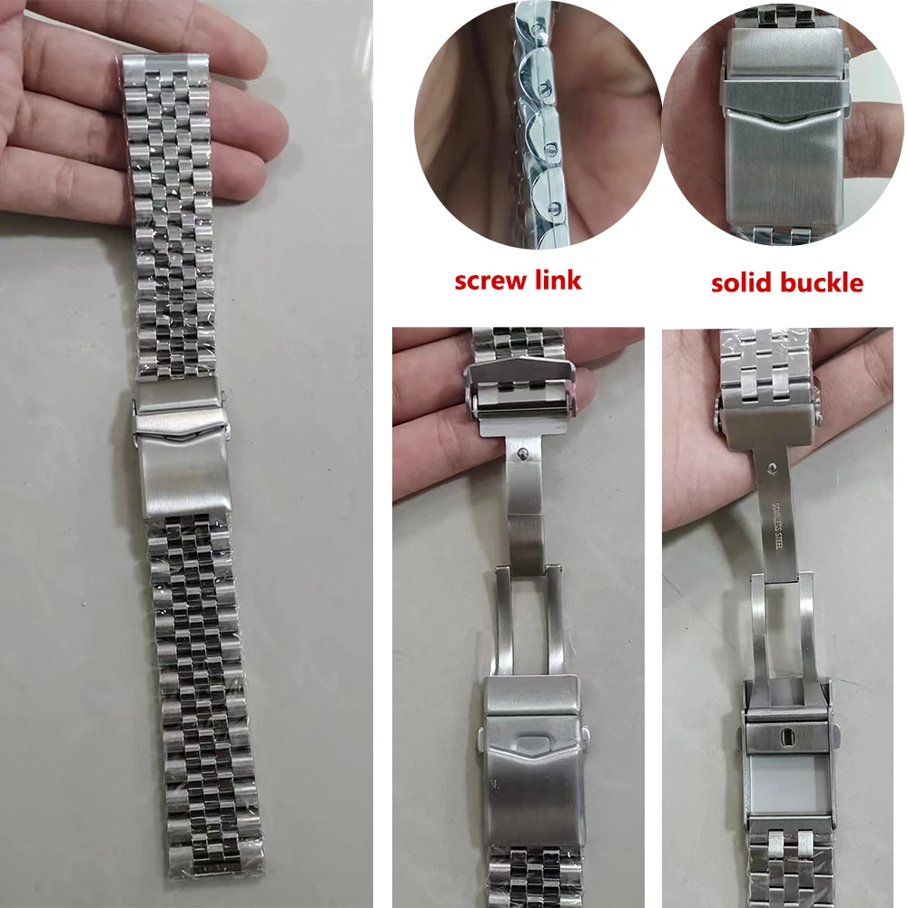 Watchband for Seiko Bracelet for Jubilee Diving Watchband  Solid Buckle Screw Remove Link Band 20mm 22mm 24mm 316L Steel Strap