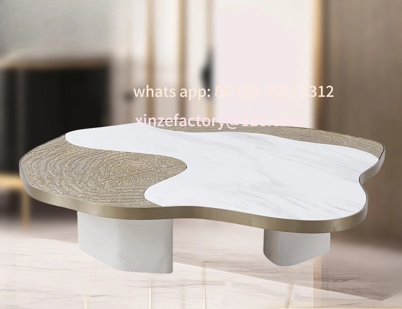 

Customizable Light Luxury Natural Marble Coffee Table High Art Luxury Villa Living Room Home Combination Coffee Table