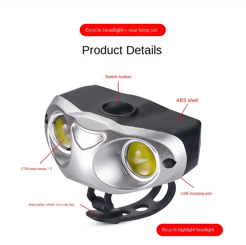 Hot Sale Bike Lights Front and Back Rechargeable Bike Light Set Super Bright Front Headlight and Rear LED Bicycle Light