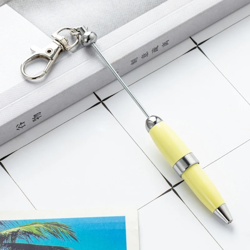 5pcs Beadable Ballpoint Pen with Keychain 1.0mm Pen Metal Stationery Pen Bead Rollerball Pen for School Office image 3