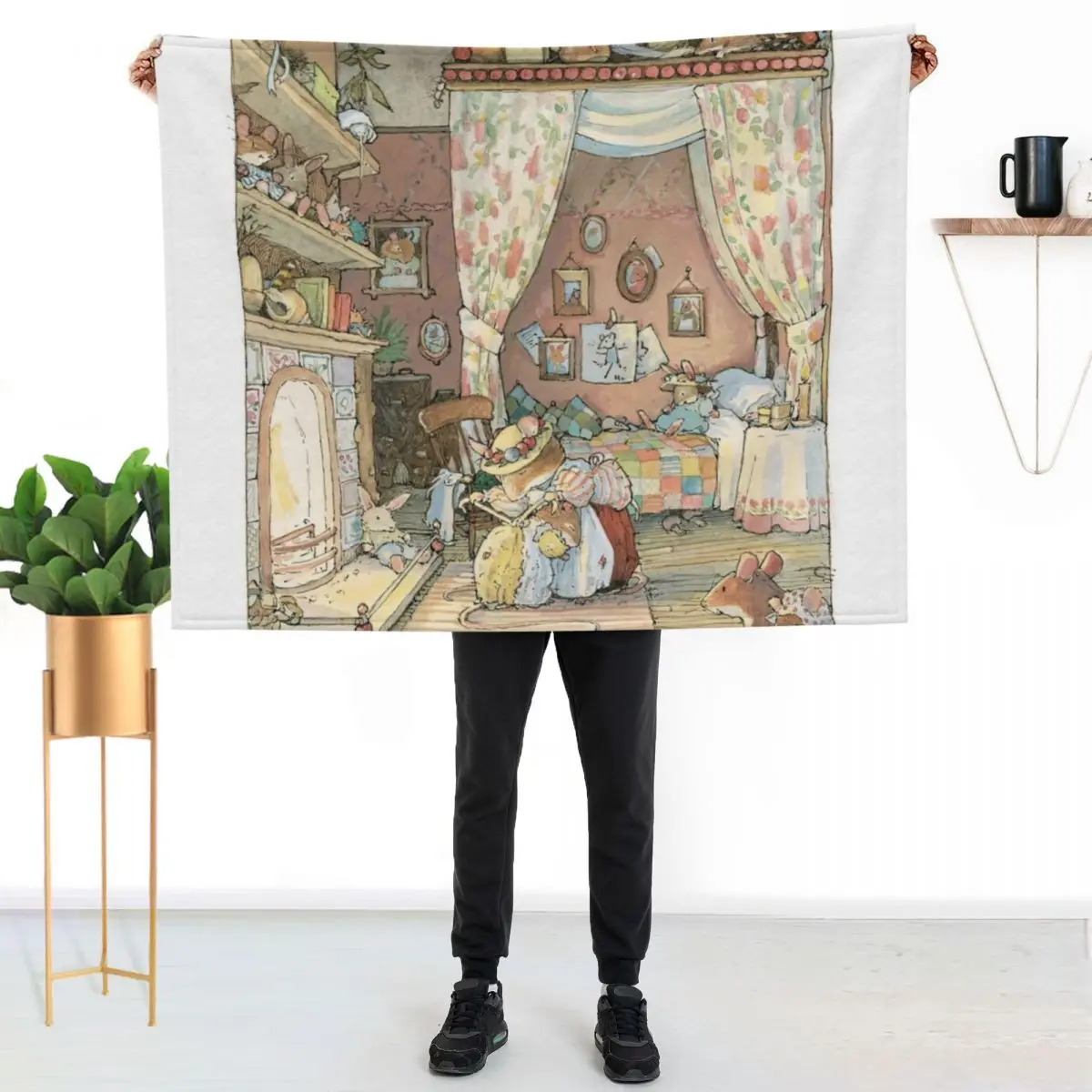 Lady Woodmouse gets Primrose ready for bed Throw Blanket Thermal Plush Blankets Sofas Of Decoration Large Sofa Blankets