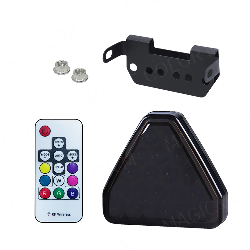 20 LED Motorcycle Car Bumper Pilot Lights Triangle Rear Brake Lamp Warning Strobe Stop Safety Black Red RGB For F1 Style Truck