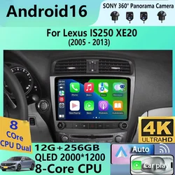 Android 16 8 core For Lexus IS250 XE20 2005-2010 2011 2012 2013 Multimedia Car Player Navigation Screen TV GPS Radio No 2Din