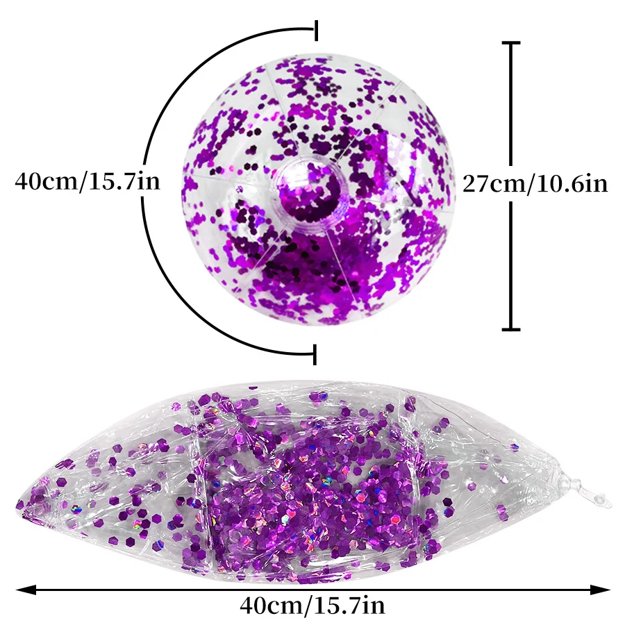 4 stuks opblaasbare glitter strandbal 15,74 inch water strandbal geschikt voor strandzwembad party games